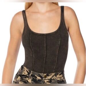 NWOT AKIRA Emmy Mineral Wash Bodysuit in Brown